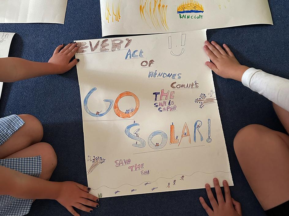 'Go Solar' poster designed by pupils from Barn Croft Primary School, Waltamstow